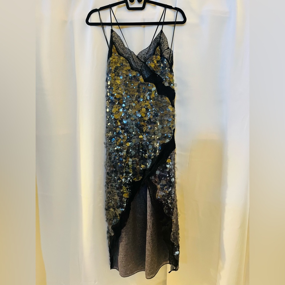 Sequin Lace Slip Dress